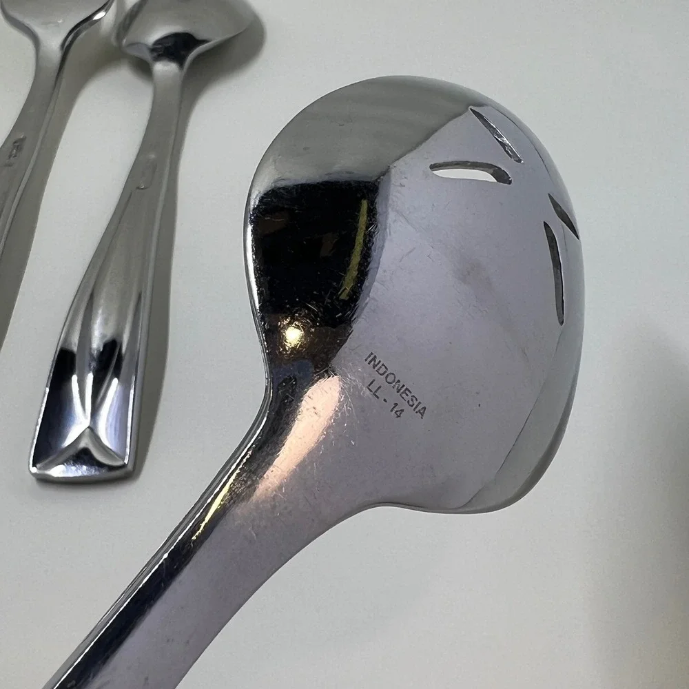 Oneida Lincoln Stainless Flatware Serving‎ Set 3-Piece Slotted Spoon Fork Spoon